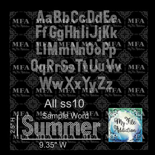 My File Addiction - 1.54 Arial Letters 3 Rows Rhinestone Digital Download