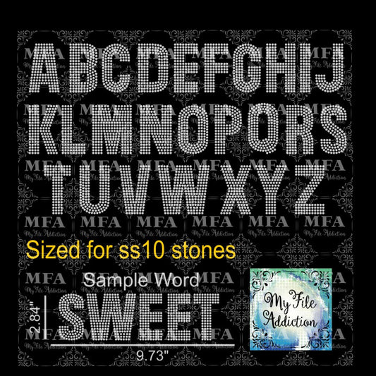 My File Addiction - 2.84 Bold 2 Color Letters Rhinestone Digital Download