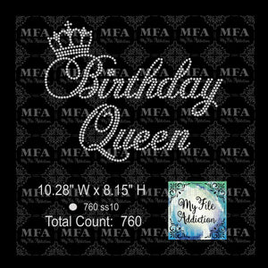 Birthday Queen 4 With Crown Rhinestone Digital Download File