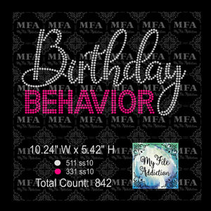 Download My File Addiction Birthday Behavior Rhinestone Digital Download