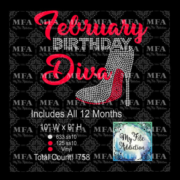 Download My File Addiction - Birthday Month Diva Rhinestone ...