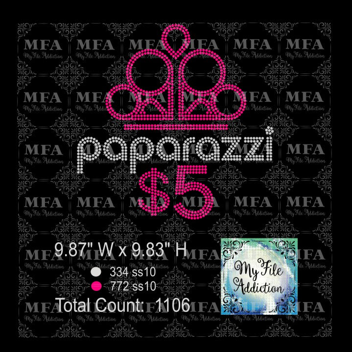 Download My File Addiction - Paparazzi Logo Rhinestone Digital Download