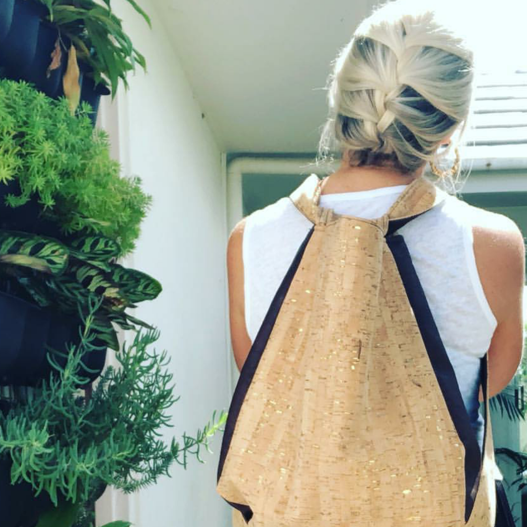 eco Luxe Australia CONVERTIBLE Cork Backpack/Shoulder Bag NatGold Choc
