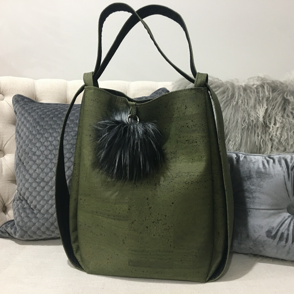 eco Luxe Australia CONVERTIBLE Cork Backpack/Shoulder Bag-Olive Green