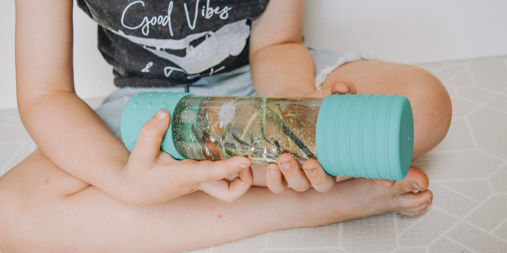 Boy Playing with DIY Calm Down Bottle