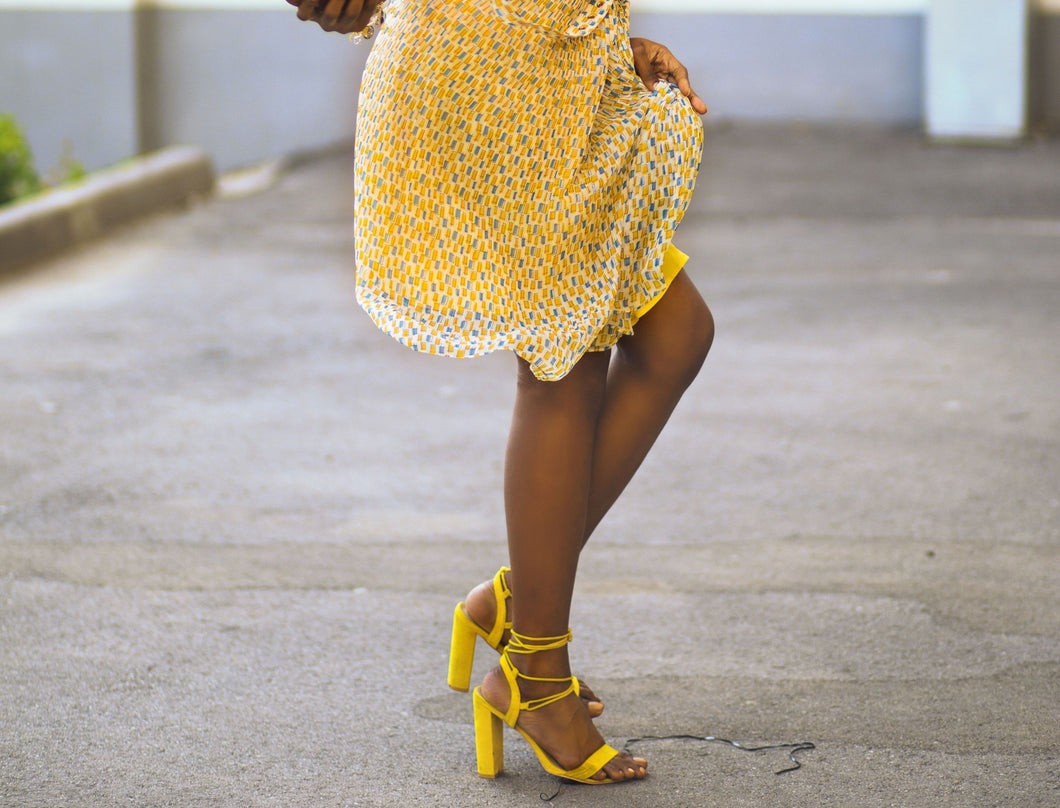 bright yellow block heels