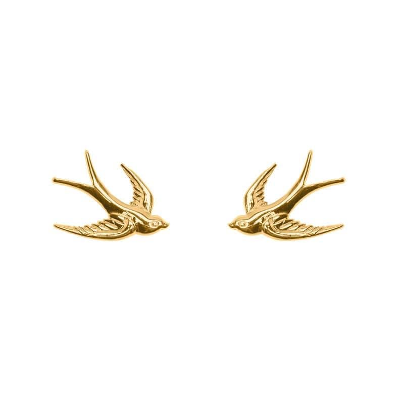 Swallow Sterling Silver 925 Earrings- Gold