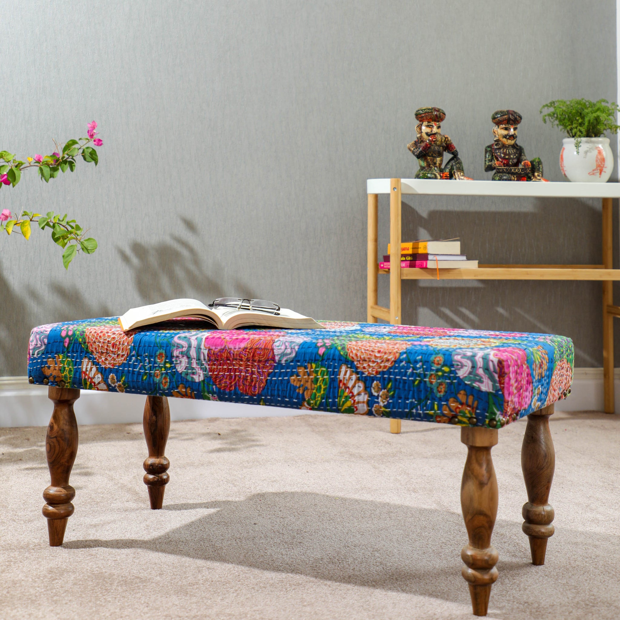 indian upholstered bench