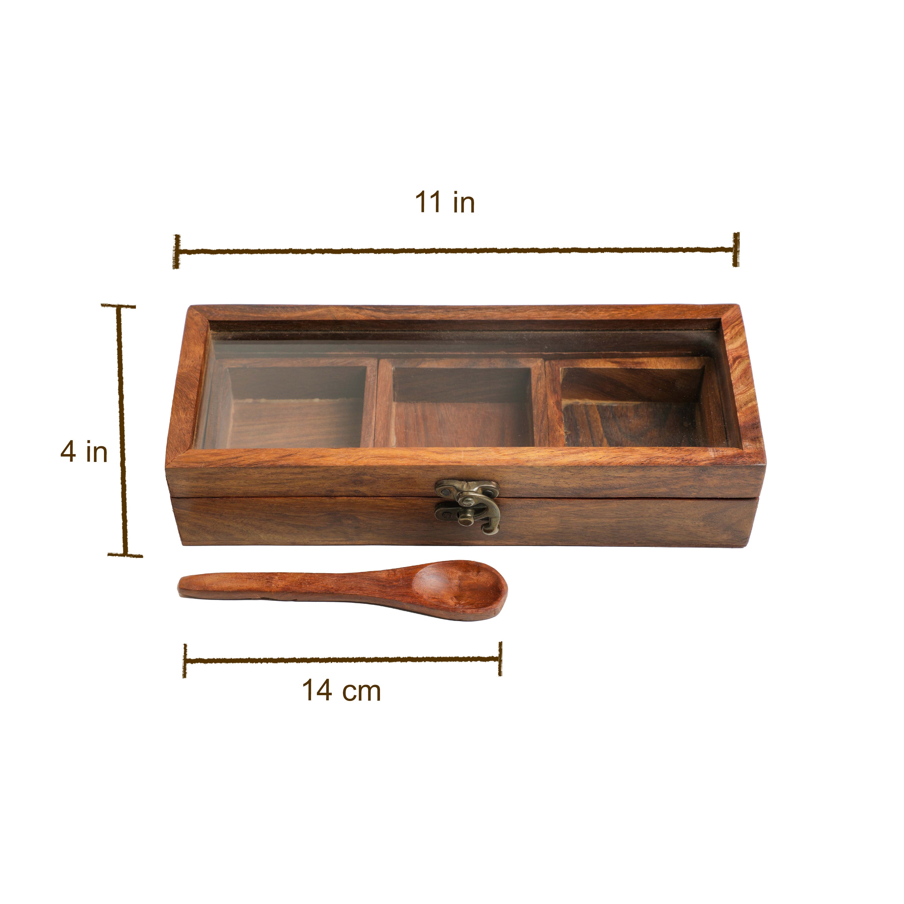 Wood Spice Box With Spoon and Removable 12 Containers Dry Fruit Box Vintage  Jewelry Storage Kitchen Organizer Mothers Day Gift MADE IN INDIA 