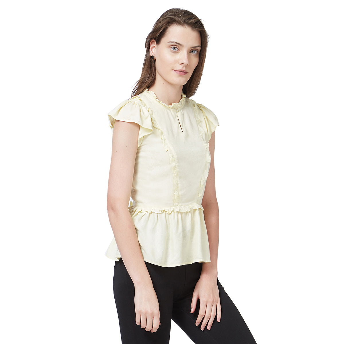 high neck peplum top