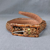 1950s Brown Snakeskin Vintage Leather Waist Belt