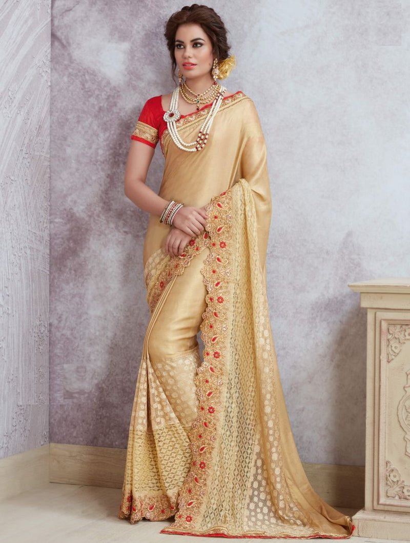 golden colour saree party wear