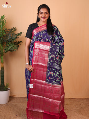 Violet & Red - Tussar Saree - Shop on ShrusEternity.com