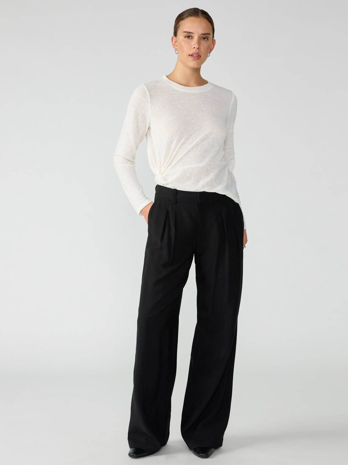 Image of Slouchy Gab Semi High Rise Trouser Pant Black