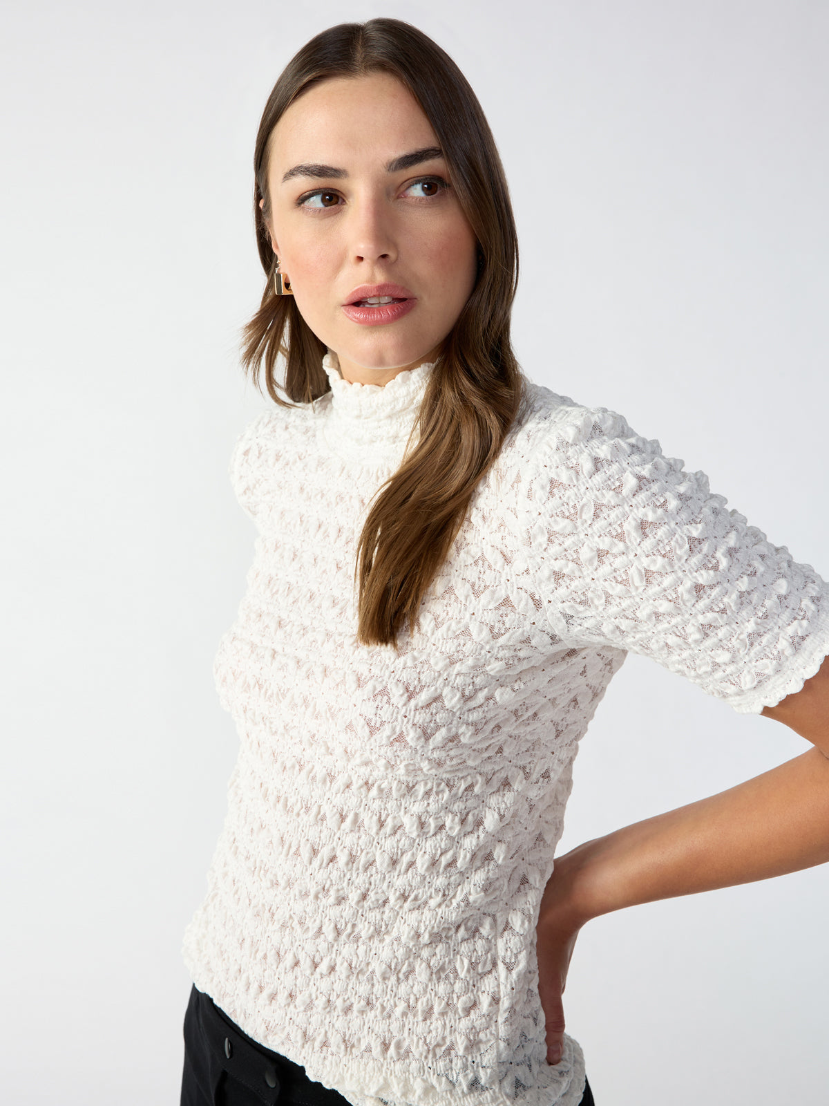 Image of With Love Mock Neck Top Milk