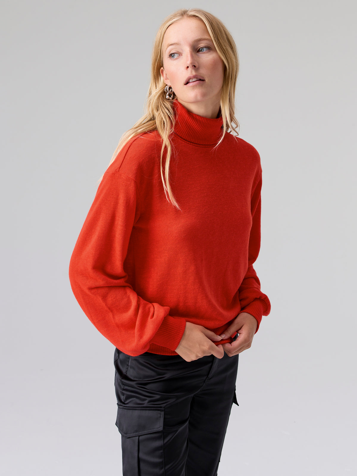 Image of Ruched Turtleneck Top Lipstick