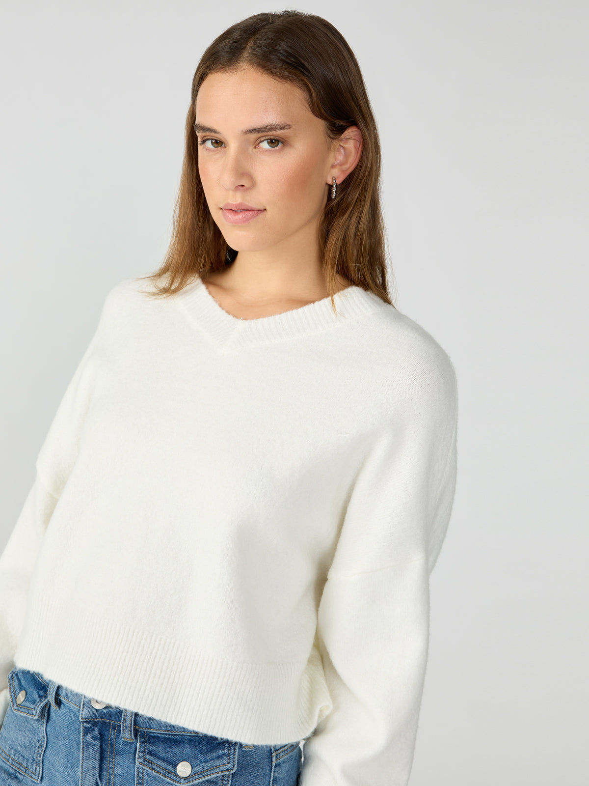 Image of Easy Breezy V-Neck Pullover Sweater Milk