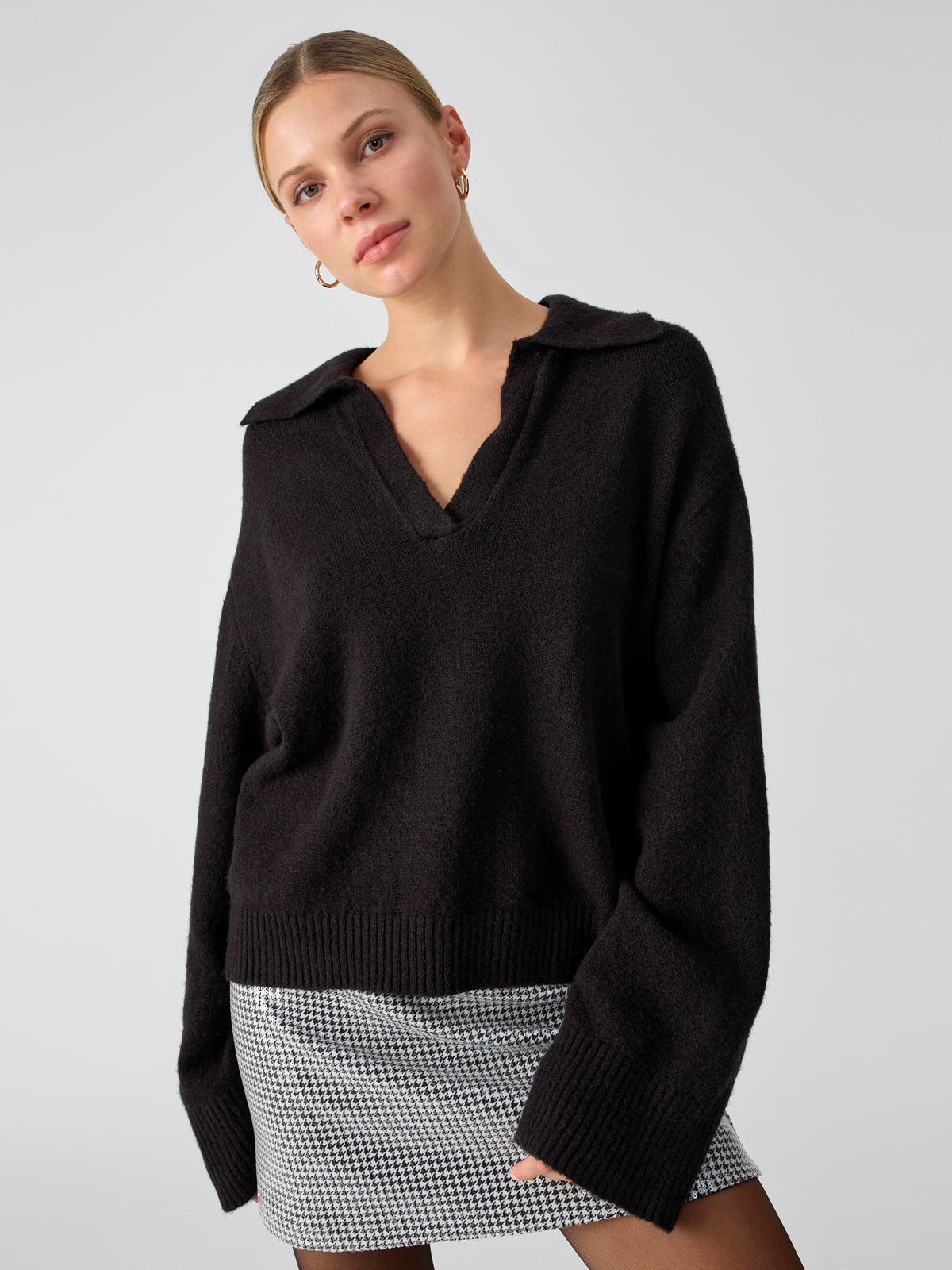 Image of Johnny Collared Sweater Black