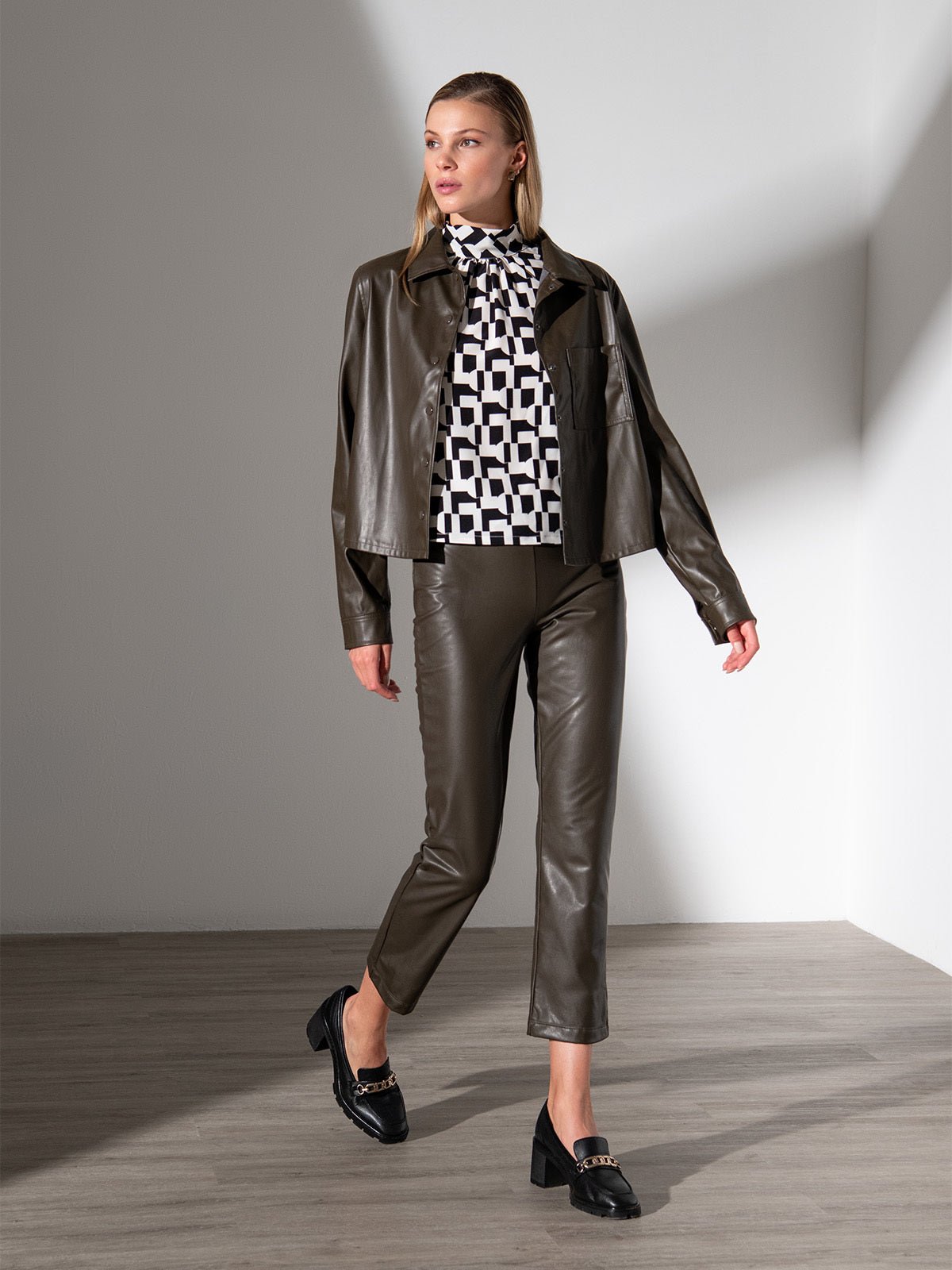 Image of Leather Like Crop Pant
