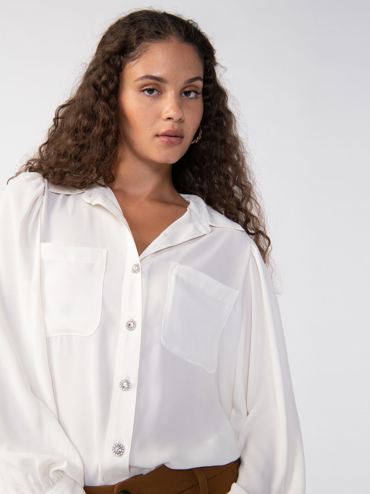 Image of Jewel Button Soft Shirt Creme