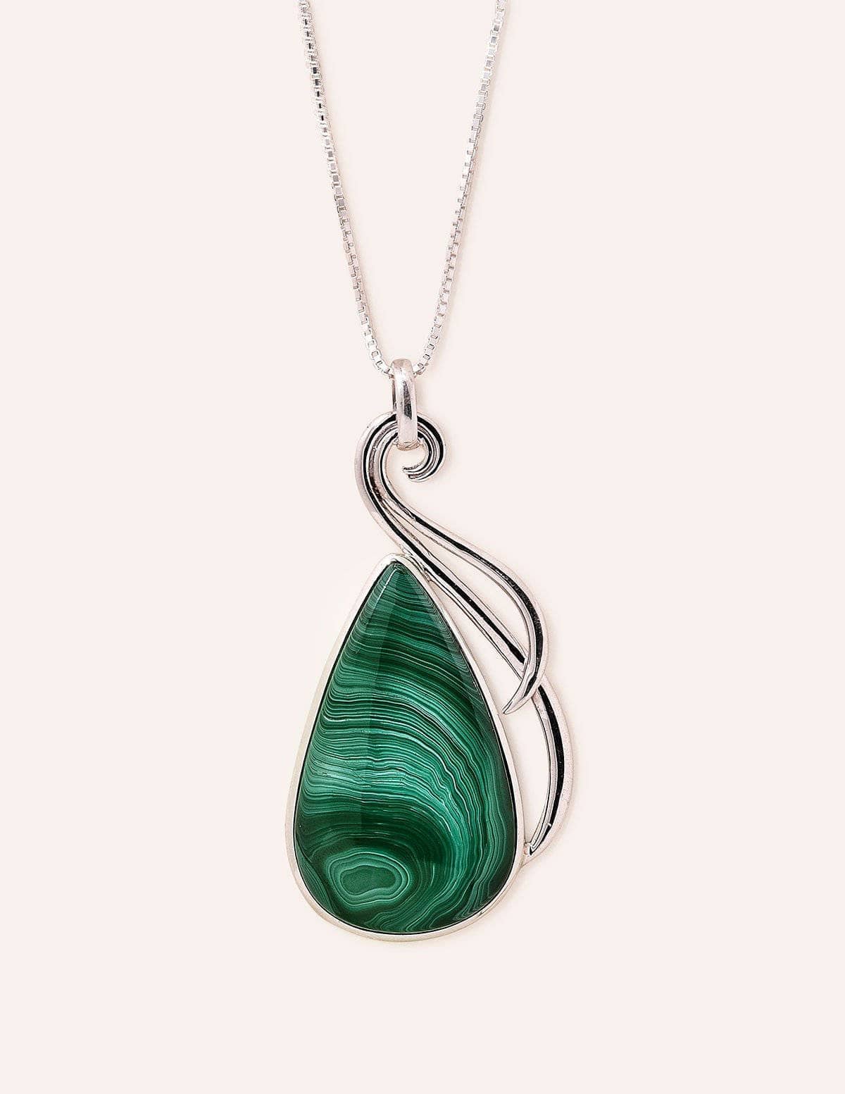African Malachite Silver Pendant - One of a Kind