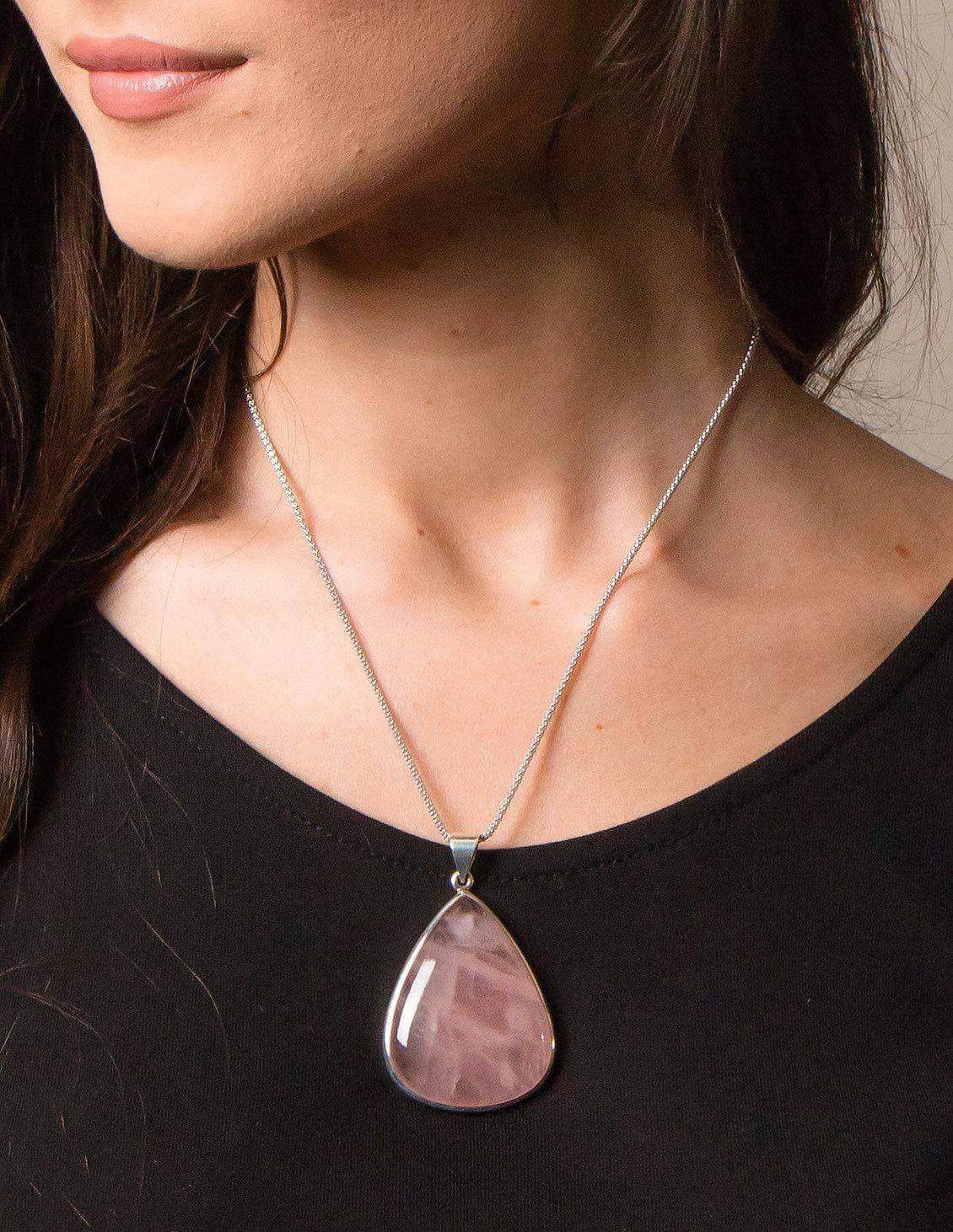 rose quartz rose pendant