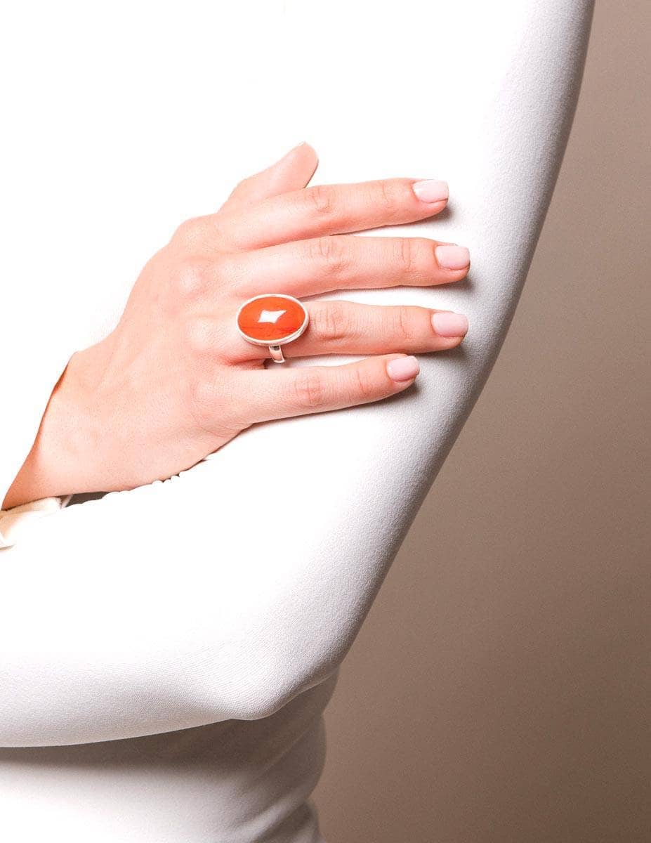 Carnelian Gemstone Ring - Sizes 7-9