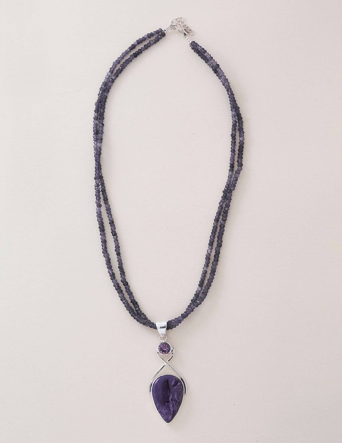 Charoite and Iolite Beaded Necklace - One of a Kind