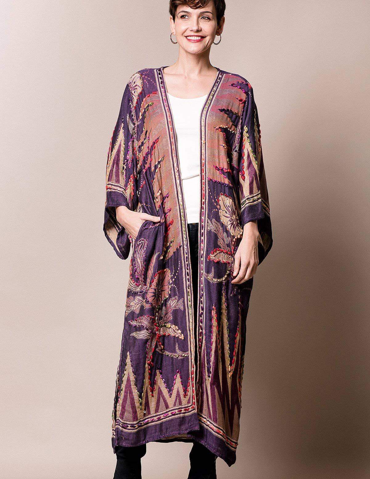 Maya Kimono Wrap - Deep Plum — Sivana