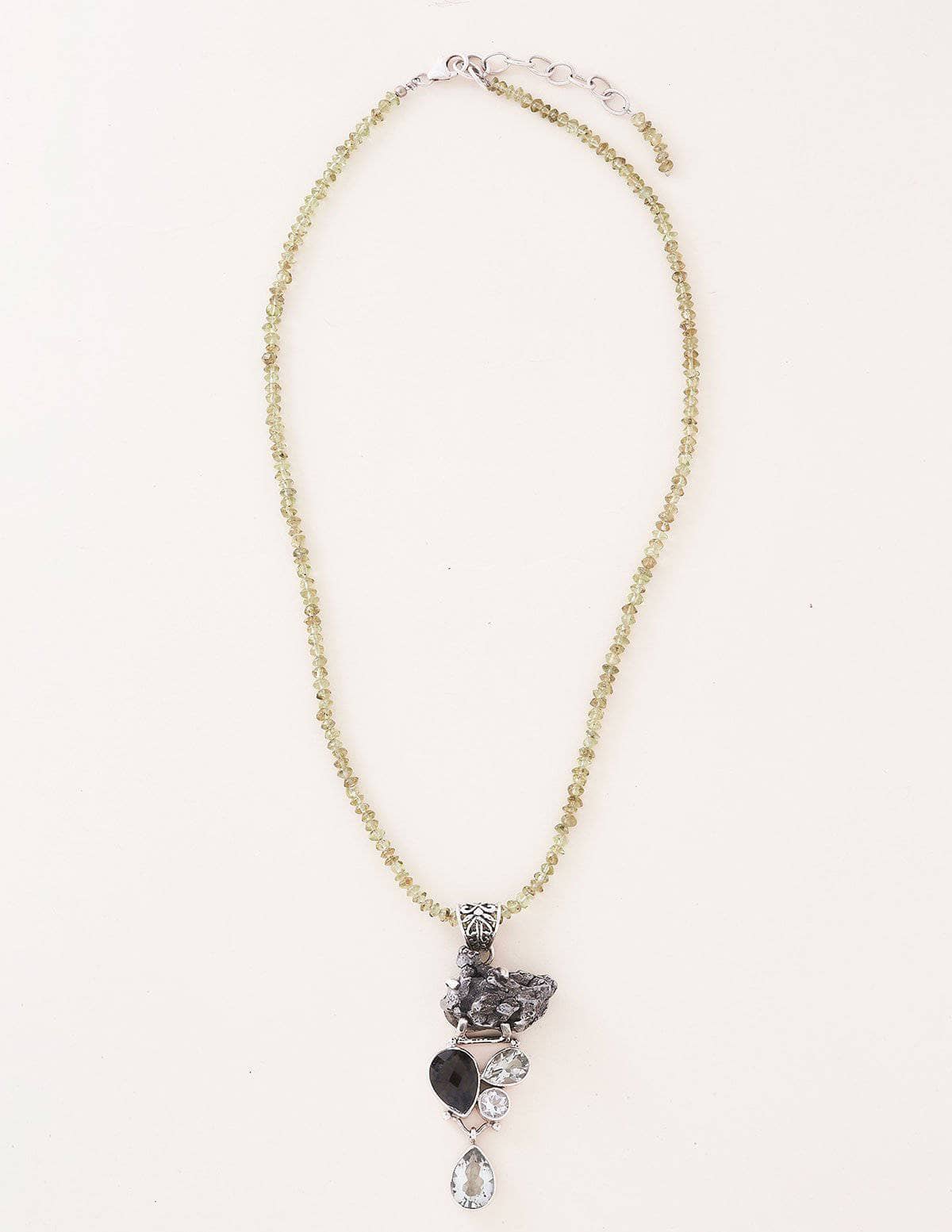 Meteorite Nugget and Peridot Necklace - One of a Kind