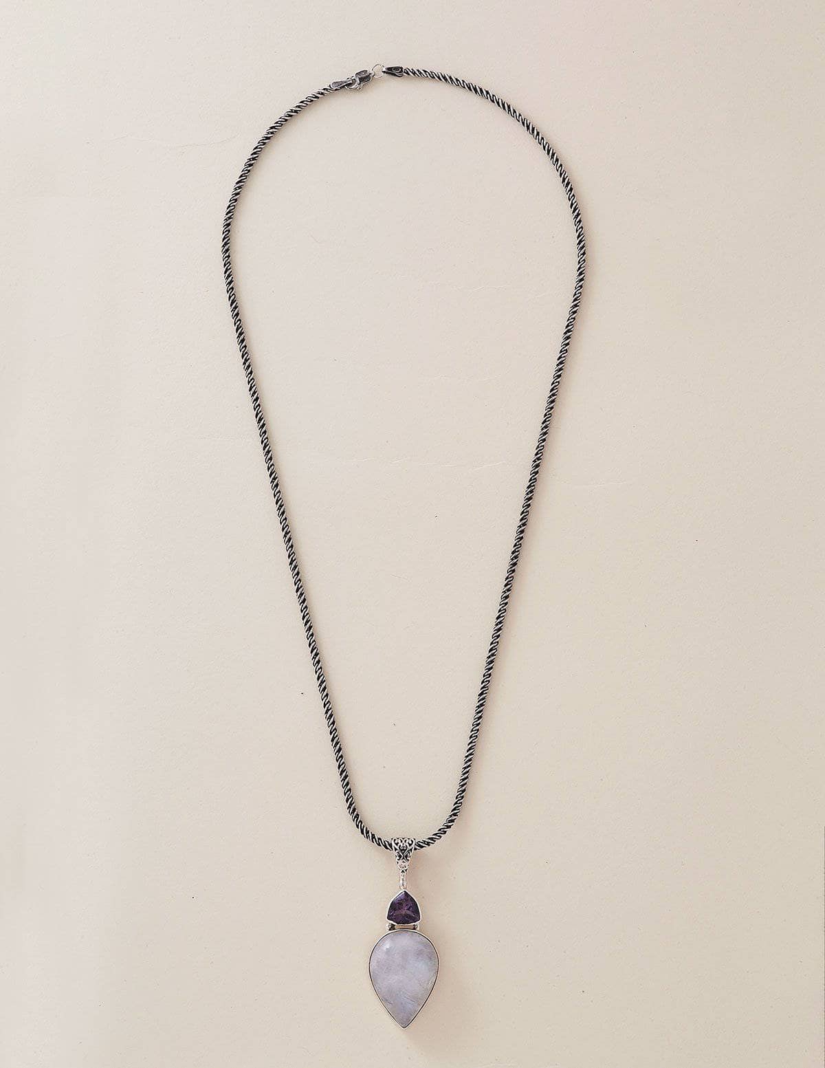 Moonstone and Amethyst Vintage Necklace - One of a Kind