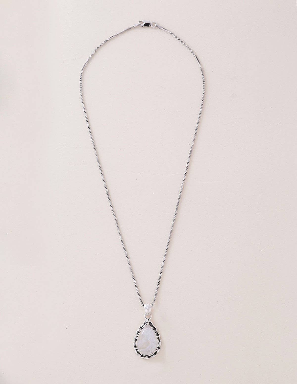 Moonstone Vintage Teardrop Silver Necklace