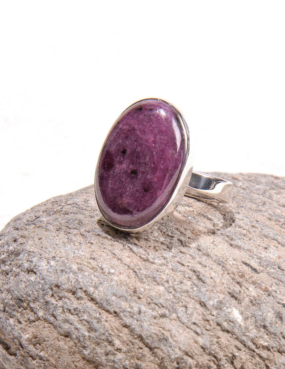 Ruby Zoisite Oval Ring - Adjustable — Sivana