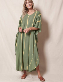 Serenity Cotton Caftan Dress - Ruby — Sivana