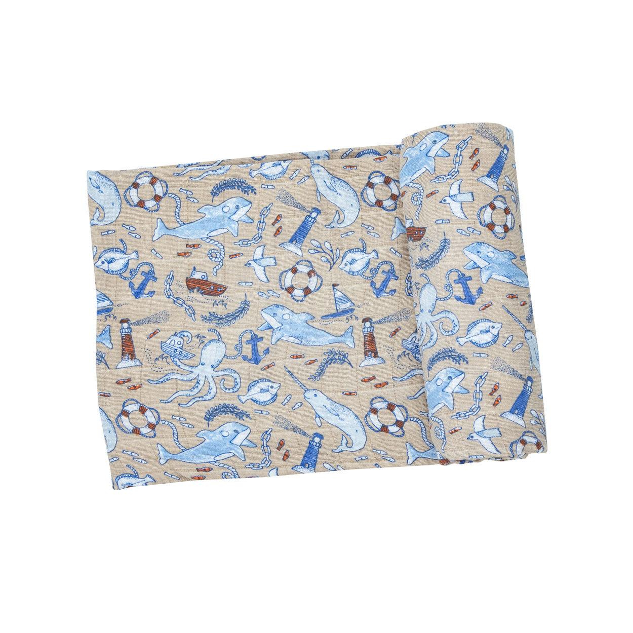 Organic Swaddle Blanket - Nautical Notebook