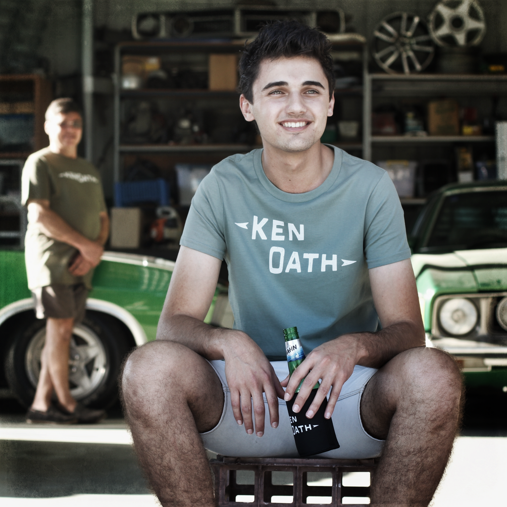 men in the shed wearing Ken Oath t-shirts