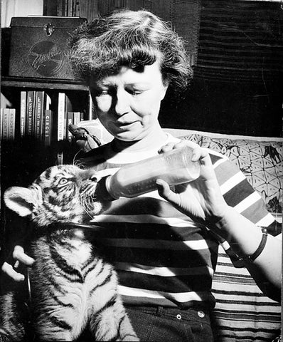 Lucile Mann Bottle Feeding a Tiger Cub