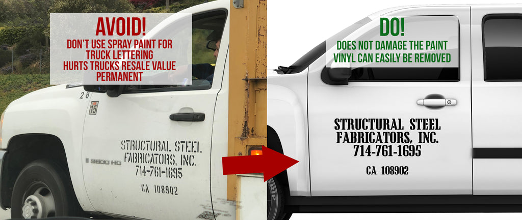 vinyl truck lettering (USDOT) vs spray paint