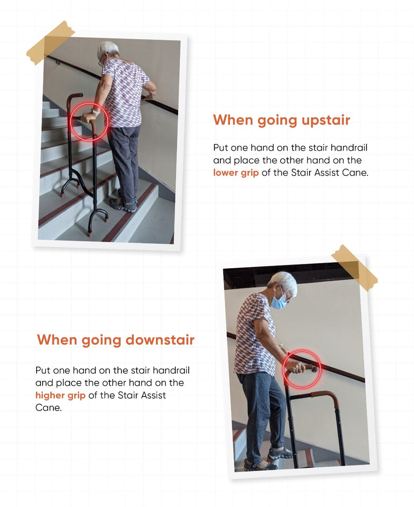 MOBEES ORANGE+ Stair Assist Cane