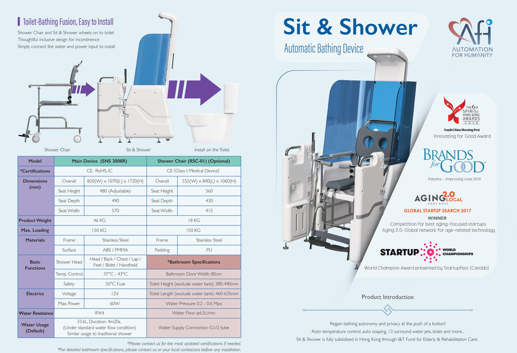 Sit & Shower Safety Shower for the Elderly