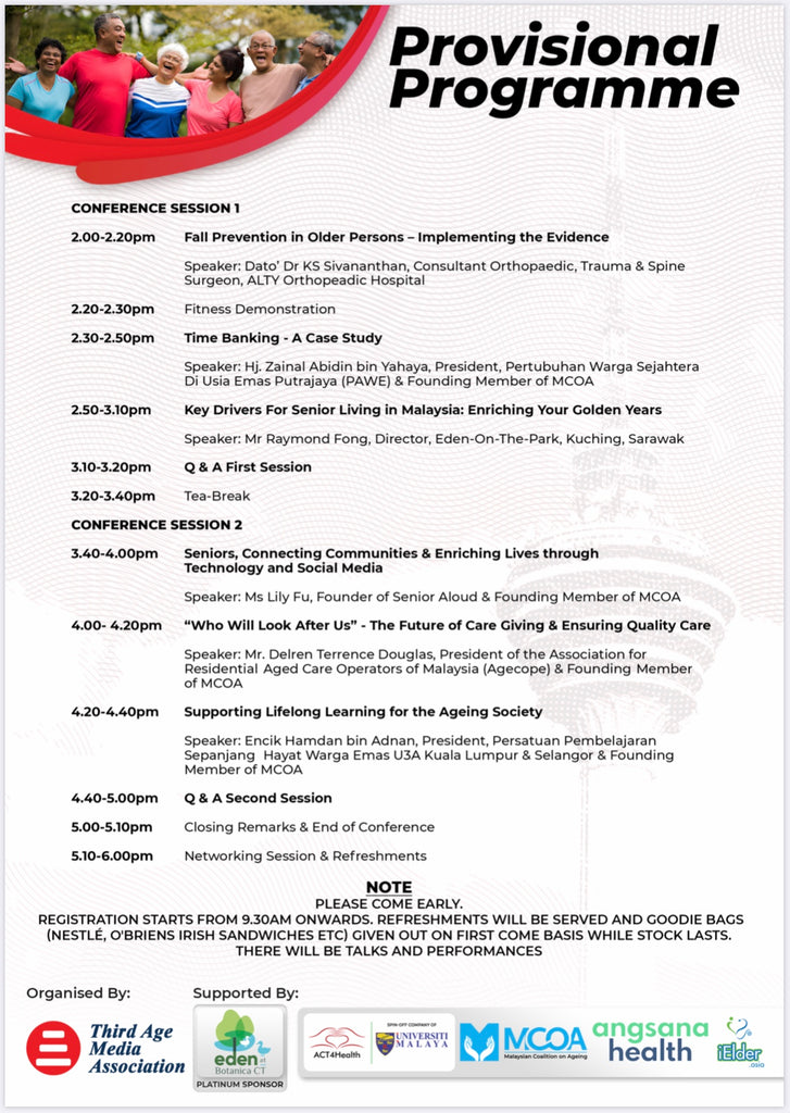 programme for senior event Third age media association