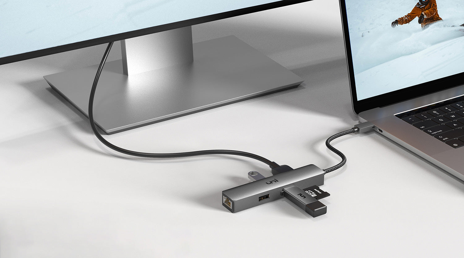 USB-C-Hub 4K-HDMI-Adapter, 1G-Ethernet und 3 x USB 3.0-Adapter