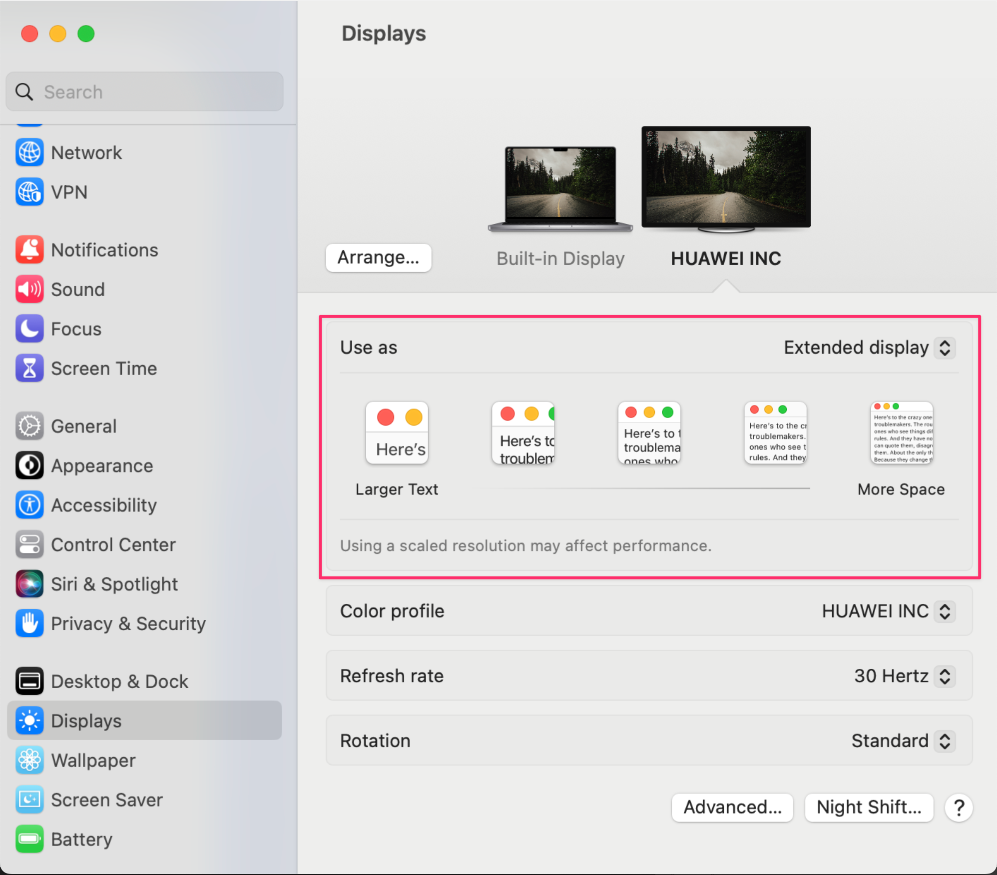 Adjust Resolution for External Display MacOS Ventura