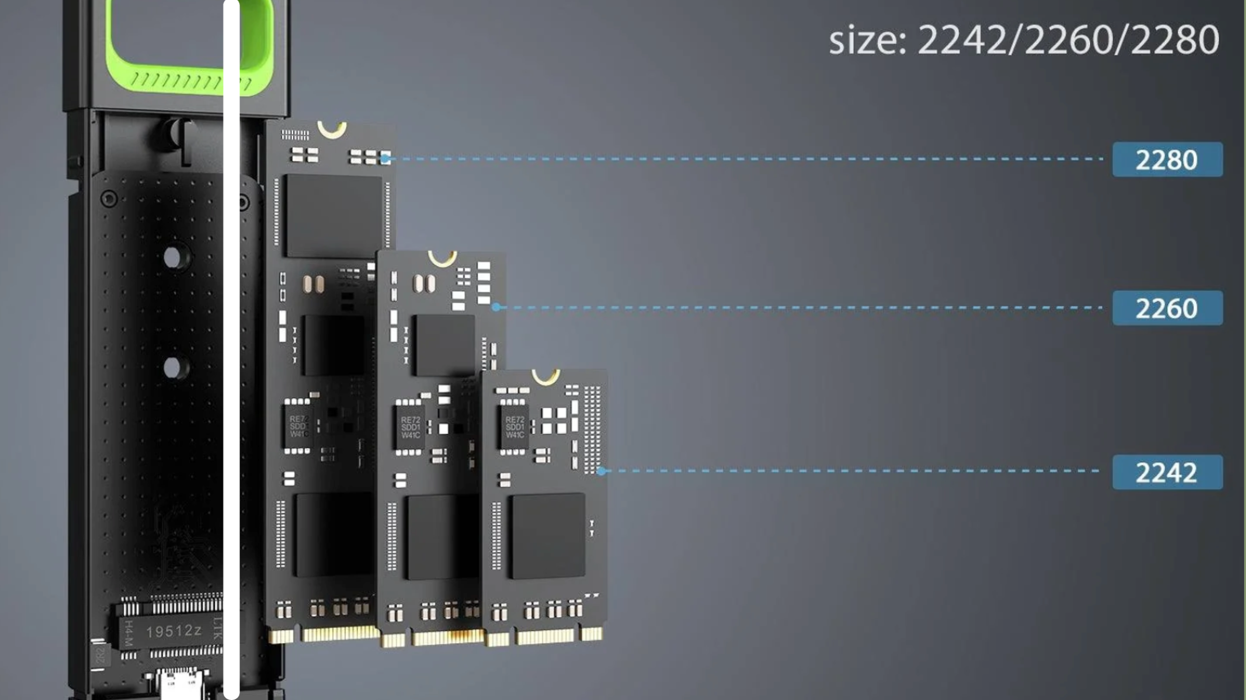 M.2 SSD (Keys: M or M+B) - sizes 2242/ 2260/ 2280