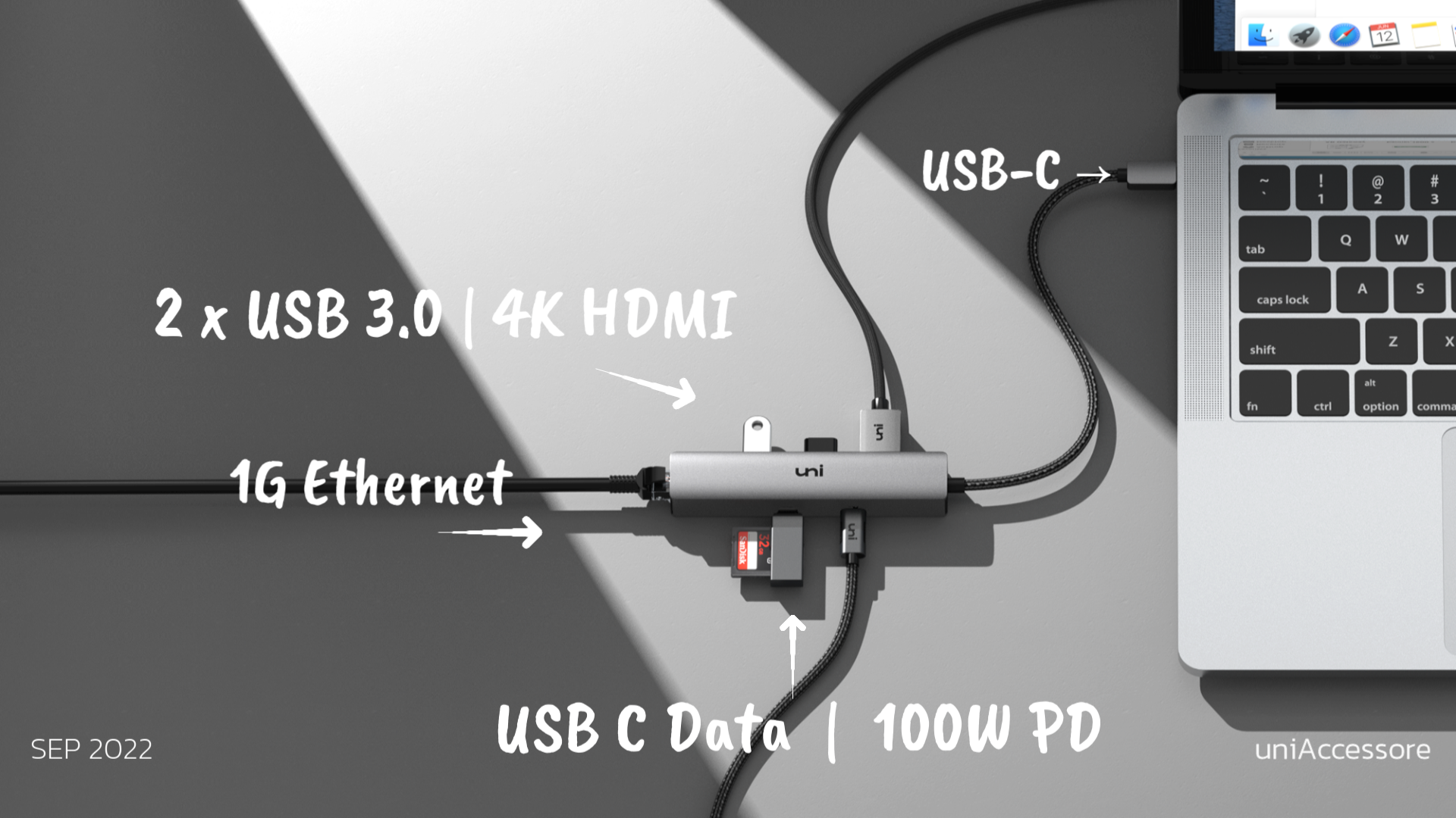 Hub USB Non renseigné Usb 3.1 De Type C Hub Hdmi 4K + Rj45 Gigabit Ethernet  + Usb 3.0 Adaptateur Usb-C Hdmi MK3721