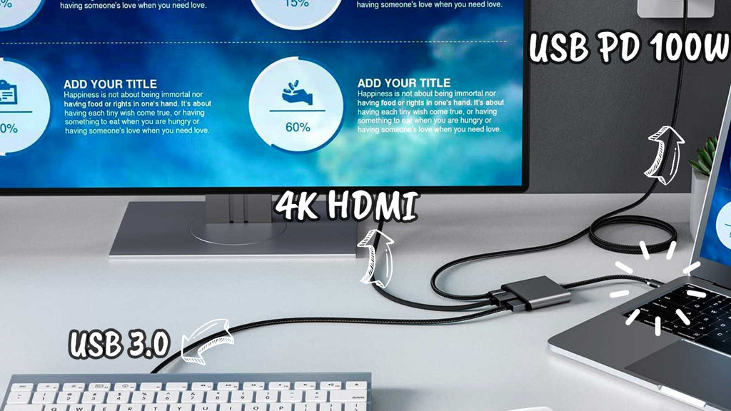 USB C 3 in 1 Hub Multiport Adapter