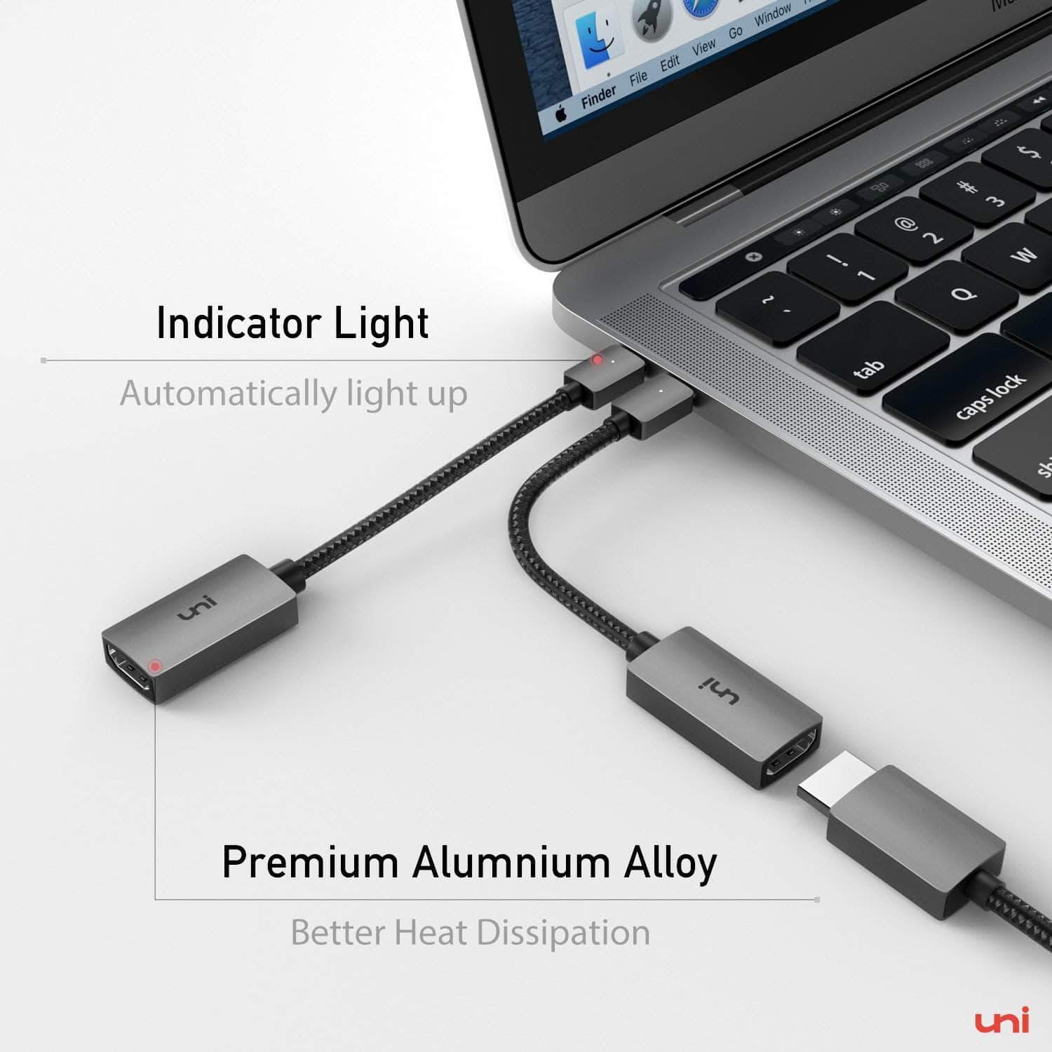 momentum junk Ulykke uni® USB C to HDMI Adapter 4K / Dual Monitors for MacBook Air, Aluminum