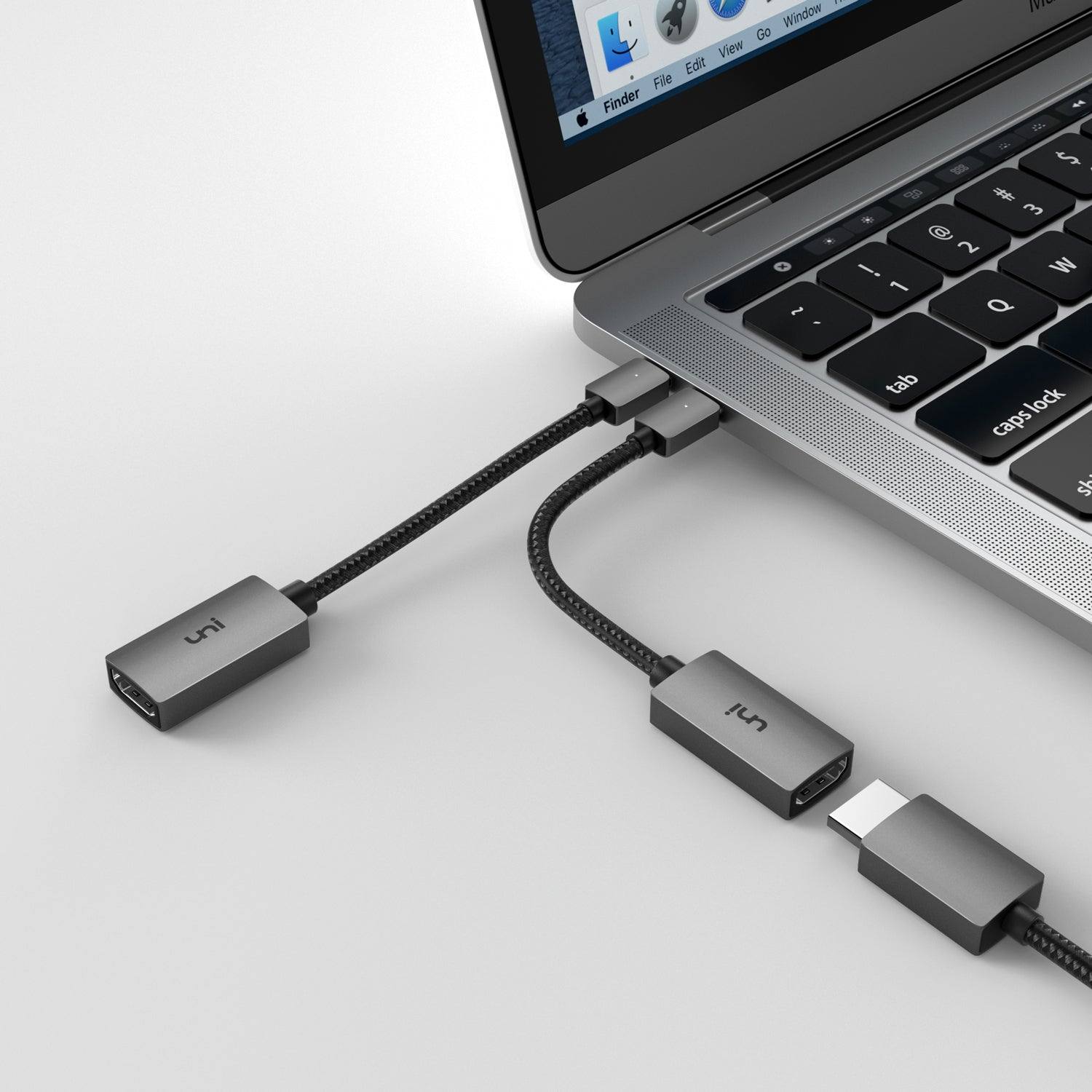 uni® USB C to HDMI Adapter 4K / Dual MacBook Air, Aluminum