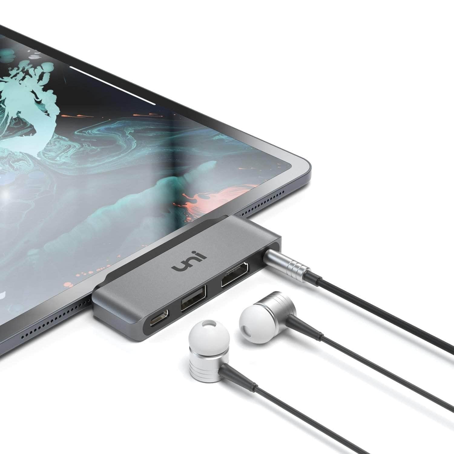 Phalanx Ringlet baseren uni® USB C to 3.55mm Hub for iPad Pro w/ USB C Headphone Jack, 4K HDMI