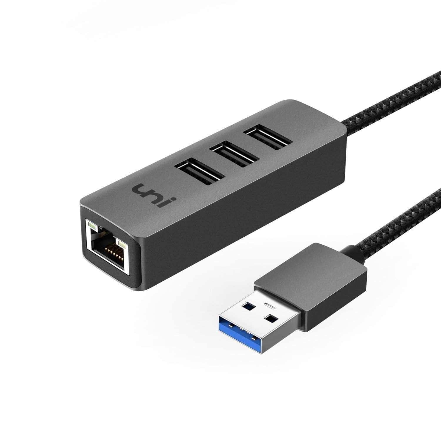 ervaring inflatie Inspireren uni® USB Hub with 1G Ethernet Adapter, USB 3.0 Hub Gigabit Ethernet RJ45  Adapter, USB Adaptor, Perfect Size, 5 Gbps | Aluminum | Ultra-Slim &  Portable